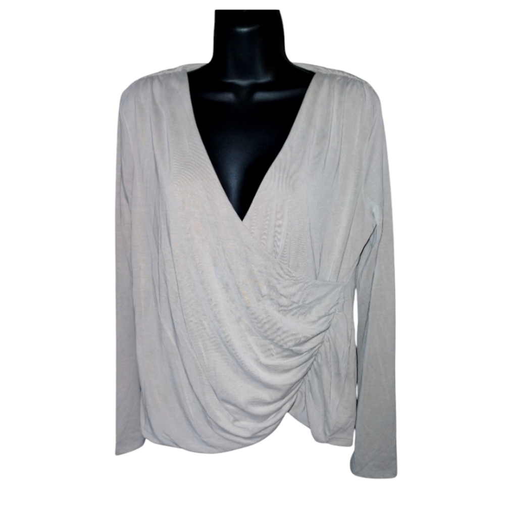 Express pale lavender gray faux wrap blouse, size M, great condition